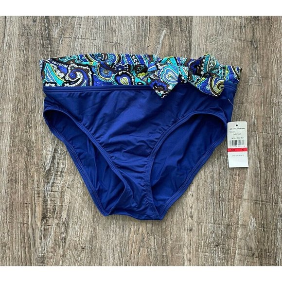 Tommy Bahama Womens Hi Waist Sash Bikini Swimsuit Bottom Blue Sz XS - Picture 2 of 3